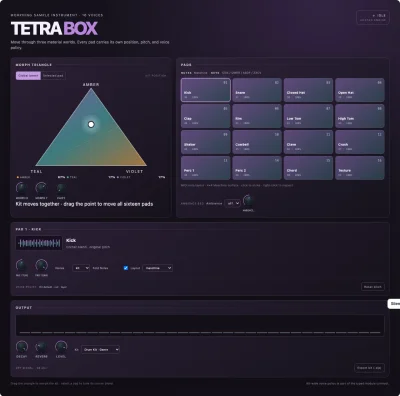 The beatbox with sixteen pads and a shared morph triangle